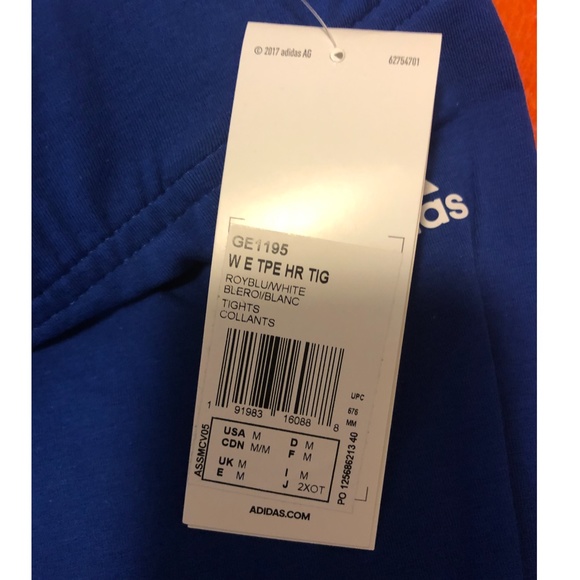 Adidas royal blue leggings with logo band on calves NWT - Picture 7 of 8